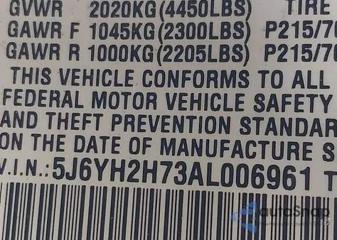 2010 Honda Element Ex from USA, damaged, VIN 5J6YH2H73AL006961